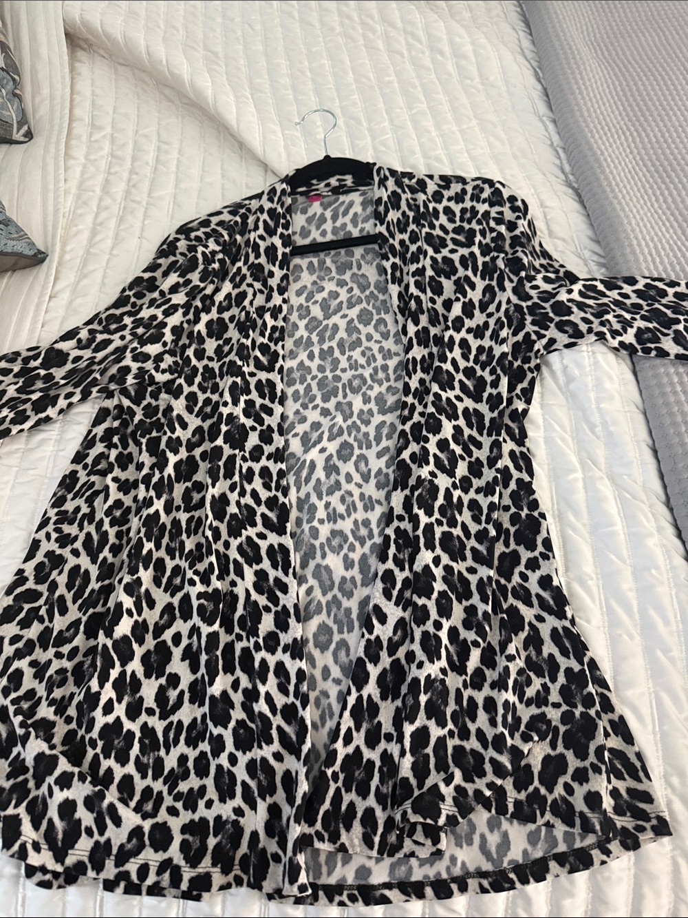 Vince Camuto Black and White Leopard Print Cardigan